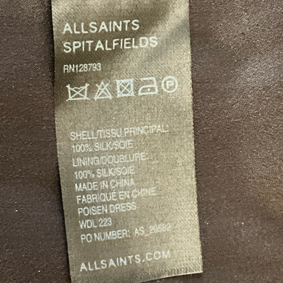 ALLSAINTS spitalfields Poisen dark bird print silk wrap dress - Picture 8 of 12